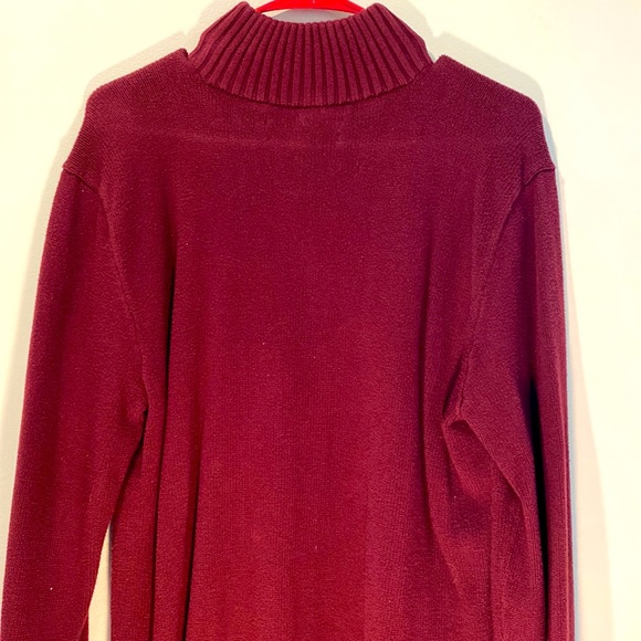Mens Dark Red Polo Quarter-zip Sweater - Picture 4 of 4